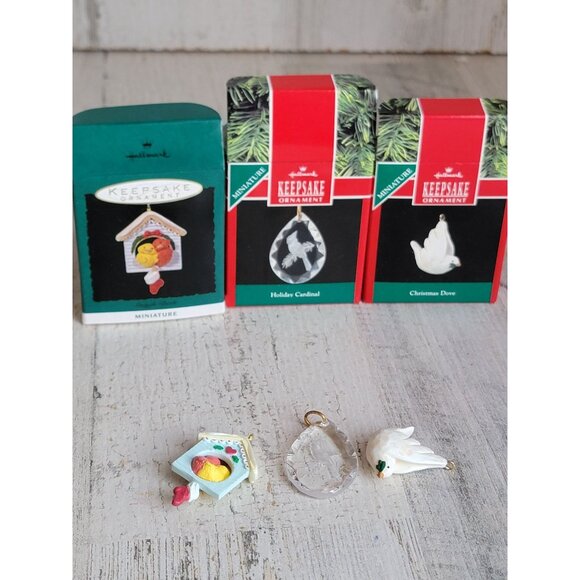 Hallmark holiday cardinal snuggle bird miniature ornament Xmas set dove - Picture 6 of 6